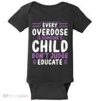 Overdose Awareness Dont Judge Educate Purple Ribbon Baby Bodysuit thumb 0