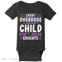 Overdose Awareness Dont Judge Educate Purple Ribbon Baby Bodysuit thumb 0