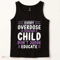 Overdose Awareness Dont Judge Educate Purple Ribbon Tank Top thumb 2
