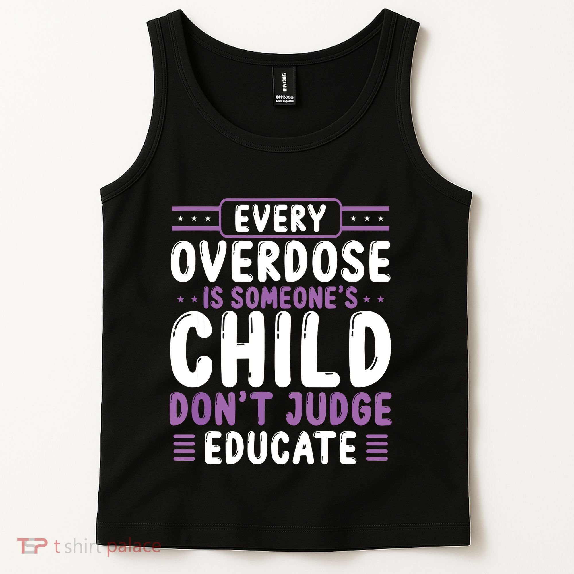 Overdose Awareness Dont Judge Educate Purple Ribbon Tank Top
