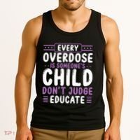 Overdose Awareness Dont Judge Educate Purple Ribbon Tank Top thumb 3