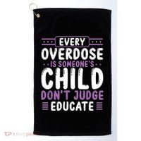 Overdose Awareness Dont Judge Educate Purple Ribbon Golf Towel thumb 0