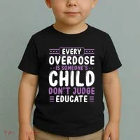 Overdose Awareness Dont Judge Educate Purple Ribbon Toddler T-Shirt thumb 2
