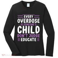Overdose Awareness Dont Judge Educate Purple Ribbon Women's Long Sleeve Shirt thumb 0