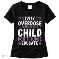 Overdose Awareness Dont Judge Educate Purple Ribbon Women's T-Shirt thumb 0