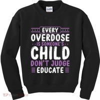 Overdose Awareness Dont Judge Educate Purple Ribbon Kids Sweatshirt thumb 0