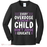 Overdose Awareness Dont Judge Educate Purple Ribbon Kids Long Sleeve Shirt thumb 0