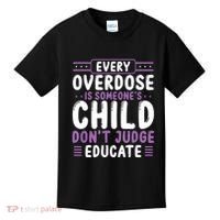Overdose Awareness Dont Judge Educate Purple Ribbon Kids T-Shirt thumb 0