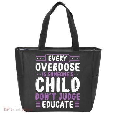 Overdose Awareness Dont Judge Educate Purple Ribbon Tote Bag