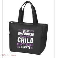 Overdose Awareness Dont Judge Educate Purple Ribbon Tote Bag thumb 3