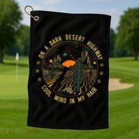 On A Dark Desert Highway Cool Wind In Retro Golf Towel thumb 1