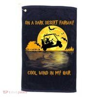 On A Dark Desert Fairway Golf Witch Cool Wind In My Hair Golf Towel thumb 0
