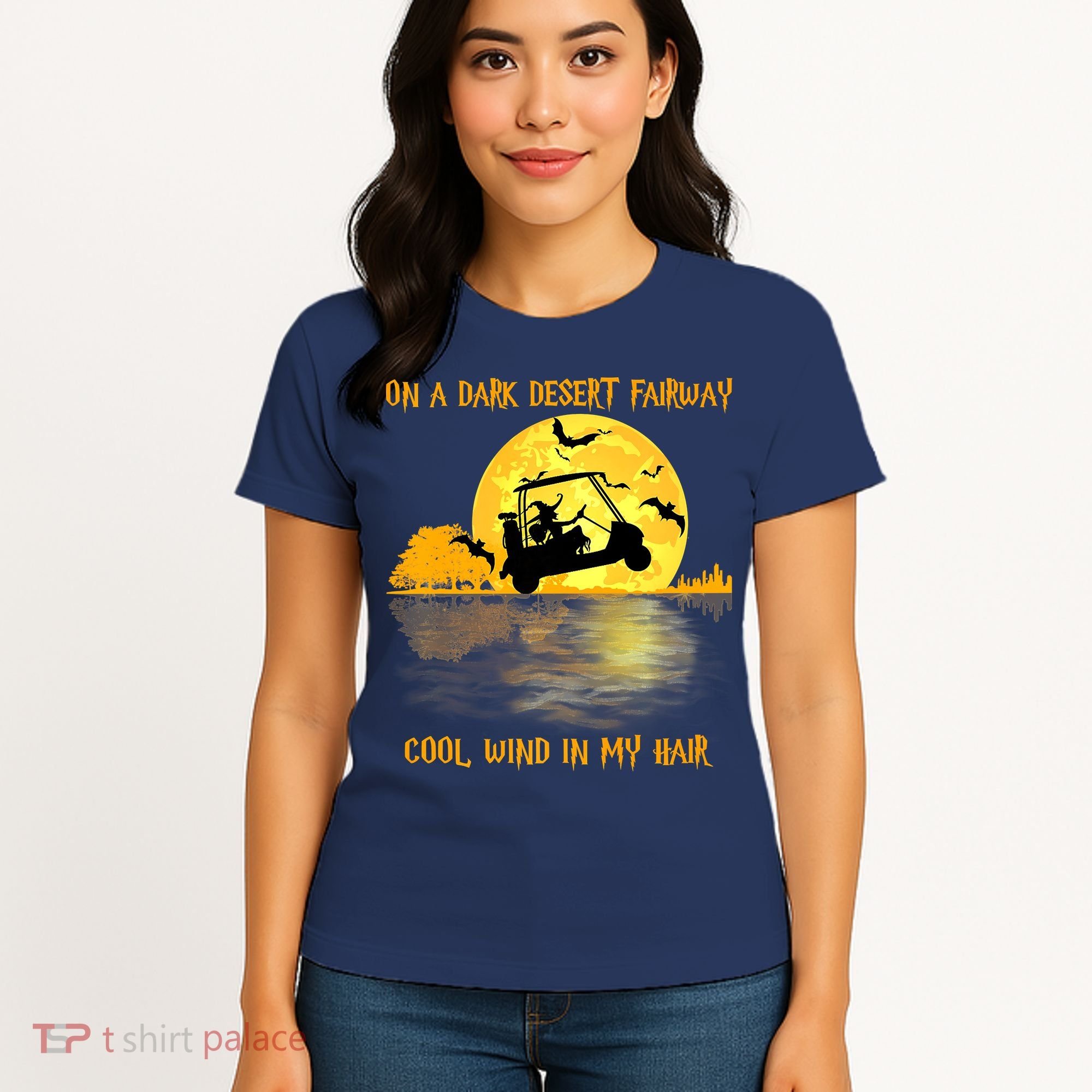On A Dark Desert Fairway Golf Witch Cool Wind In My Hair Women's T-Shirt