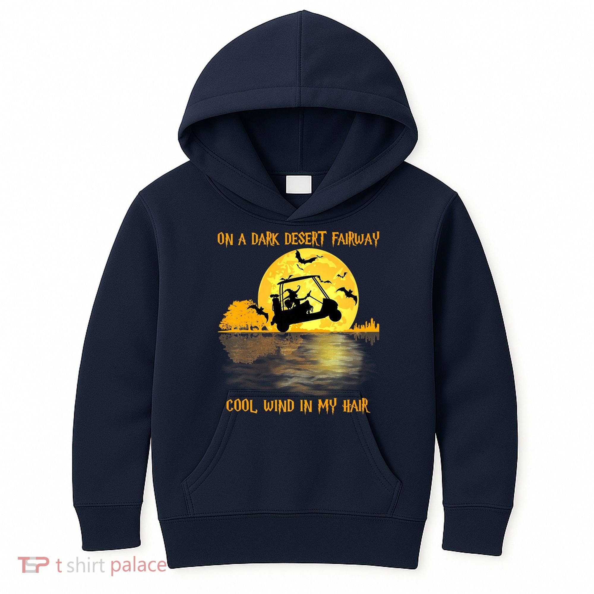 On A Dark Desert Fairway Golf Witch Cool Wind In My Hair Kids Hoodie