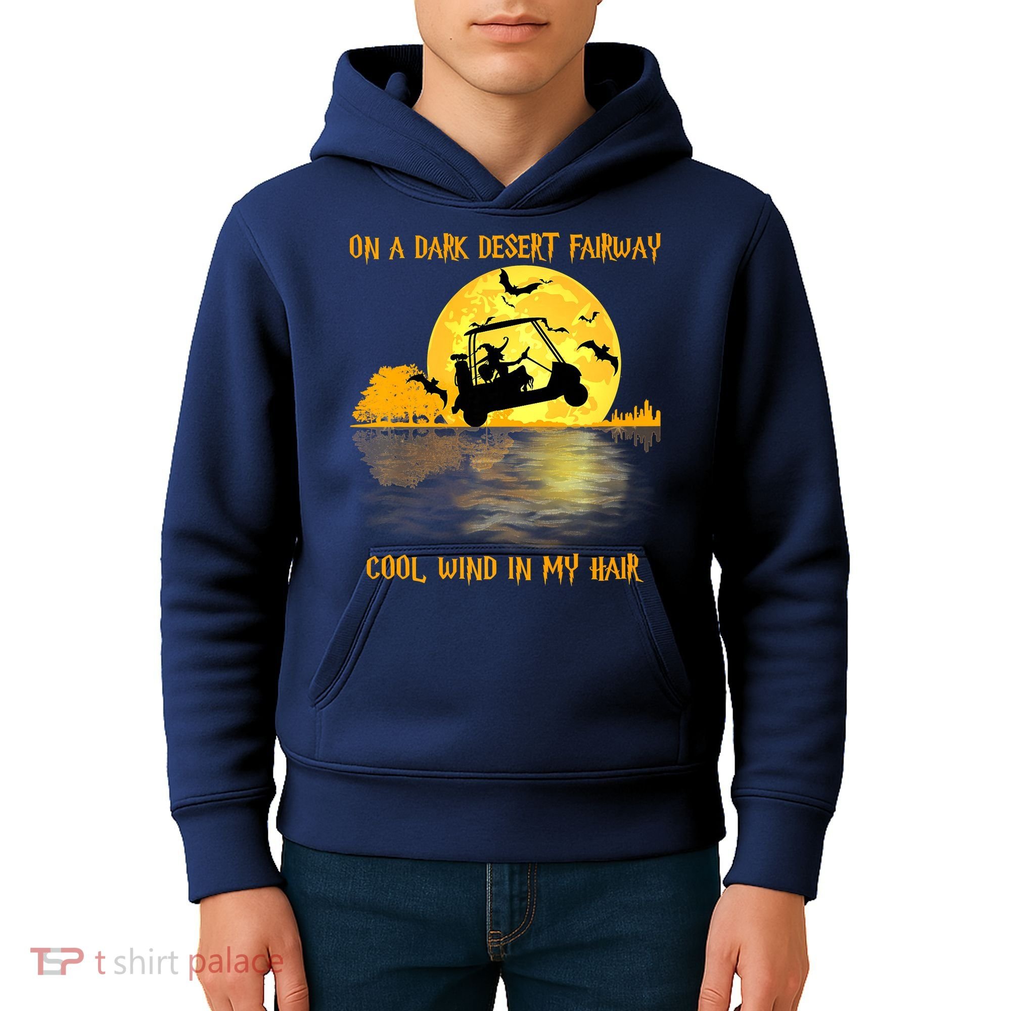 On A Dark Desert Fairway Golf Witch Cool Wind In My Hair Kids Hoodie