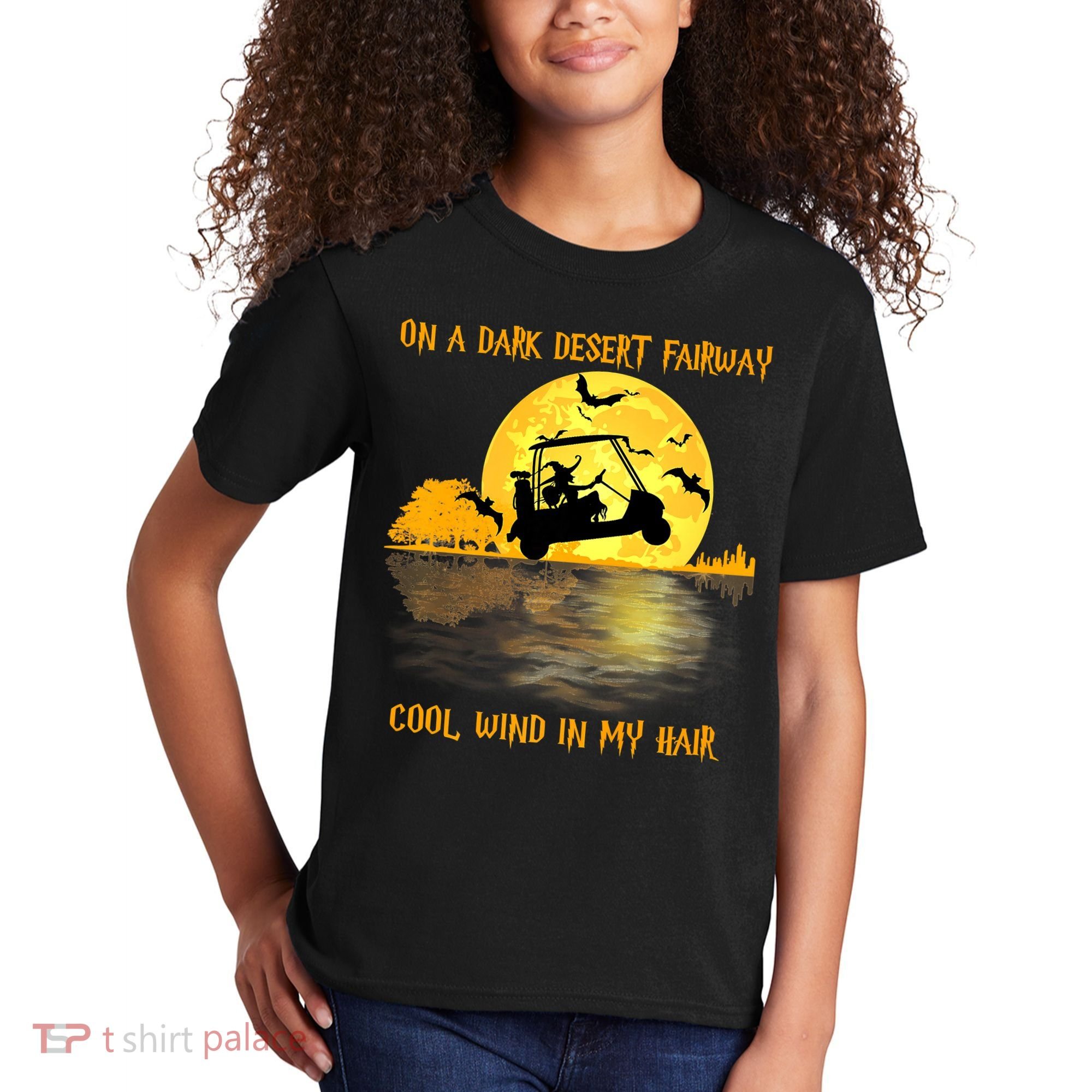 On A Dark Desert Fairway Golf Witch Cool Wind In My Hair Kids T-Shirt