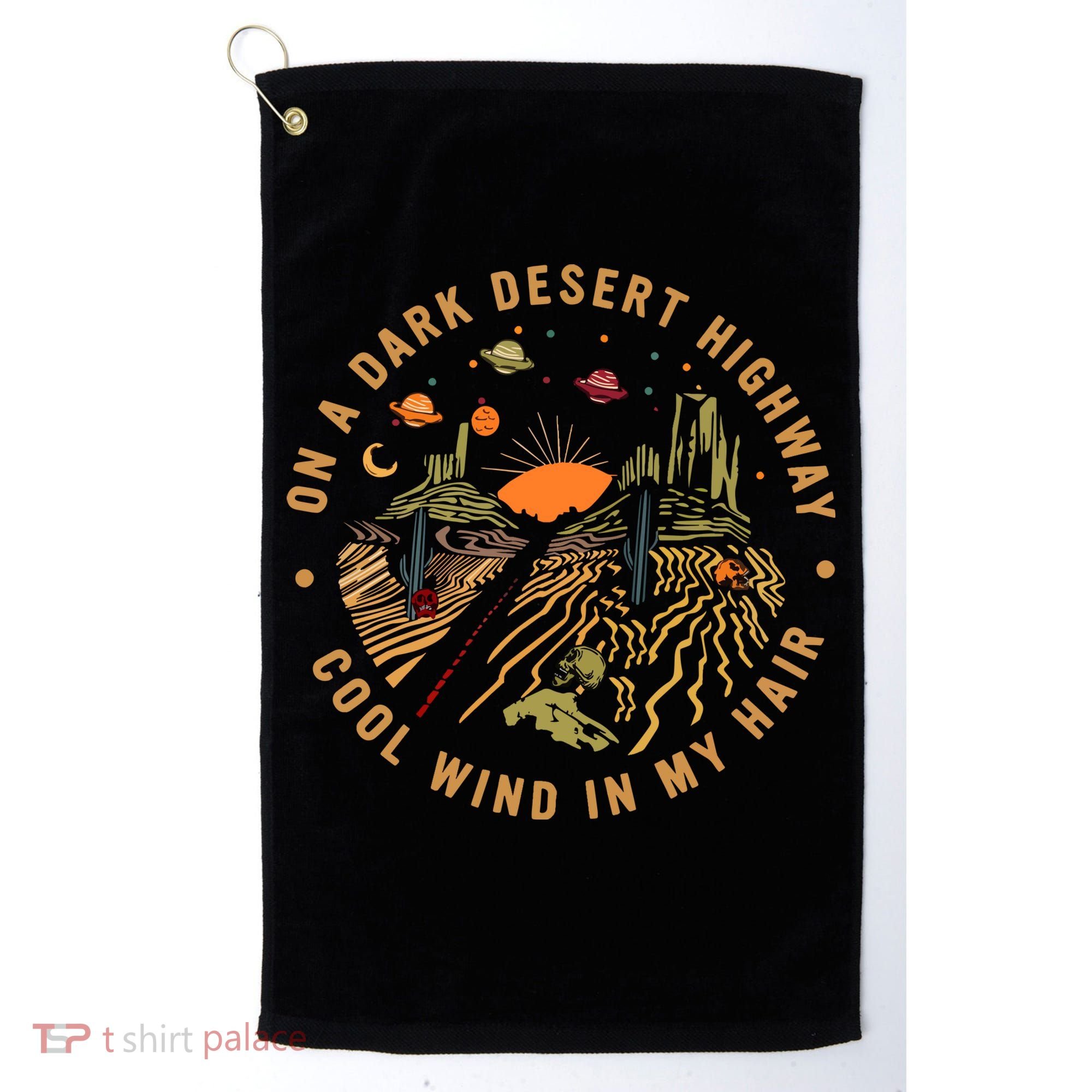On A Dark Desert Highway Adventure Golf Towel
