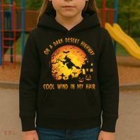 On A Dark Desert Highway Cool Wind In My Hair Funny Halloween Kids Hoodie thumb 3