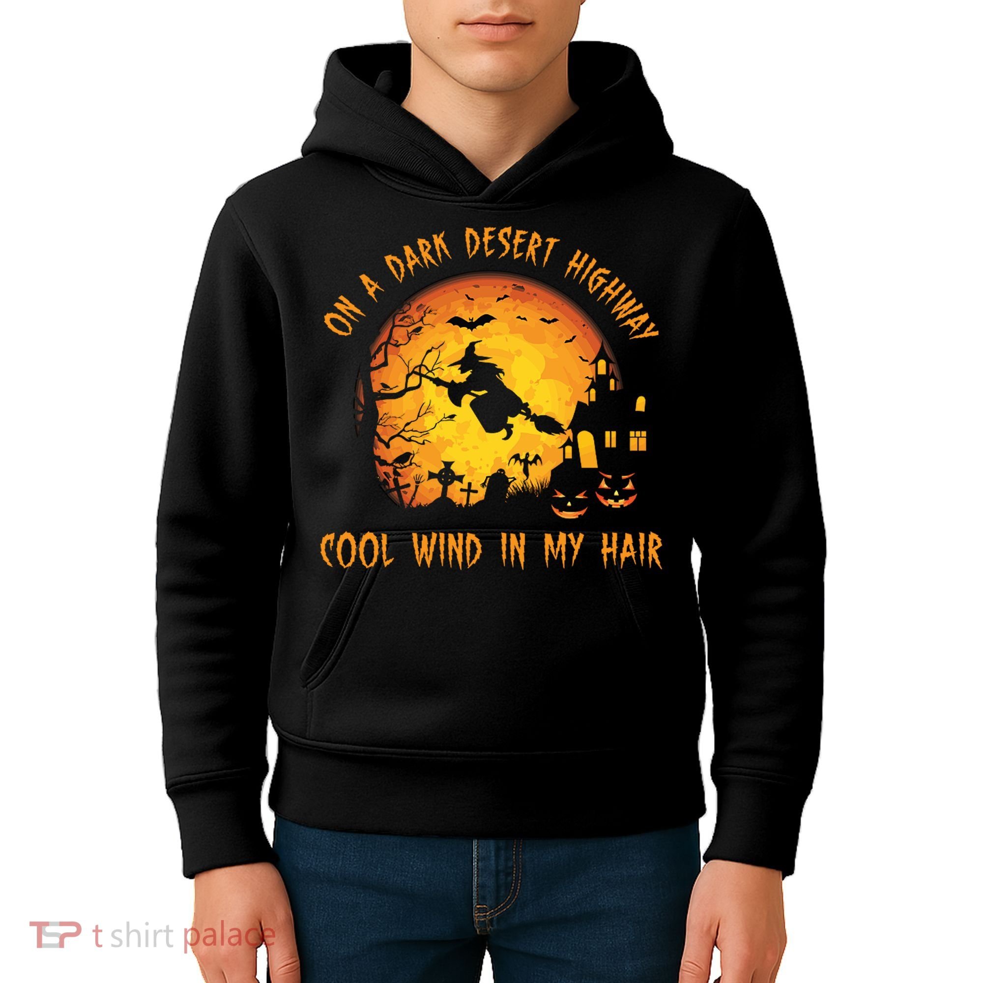 On A Dark Desert Highway Cool Wind In My Hair Funny Halloween Kids Hoodie