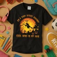 On A Dark Desert Highway Cool Wind In My Hair Funny Halloween Kids T-Shirt thumb 3