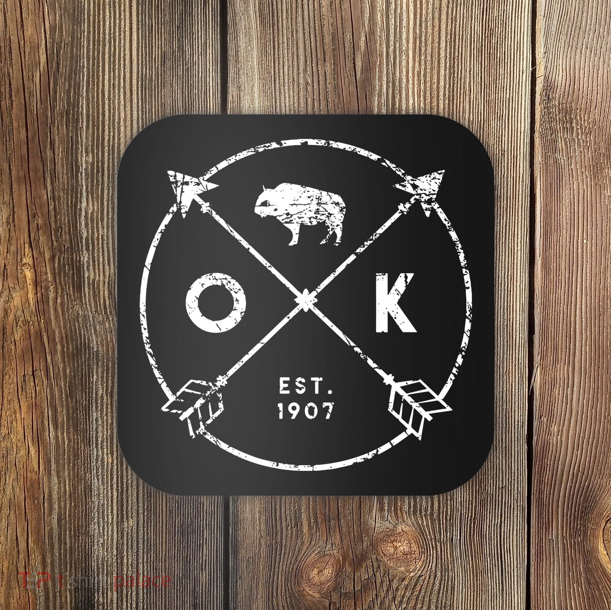 Oklahoma Adventure Est 1907 Buffalo Arrows State Gift Coaster