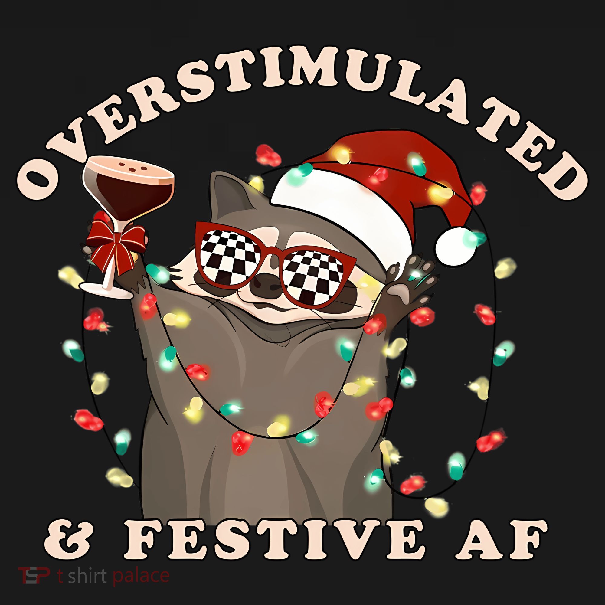 Overstimulated And Festive Af Raccoon Christmas Sweatshirt Tote Bag