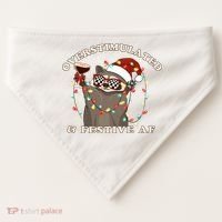 Overstimulated And Festive Af Raccoon Christmas Sweatshirt USA-Made Doggie Bandana thumb 0
