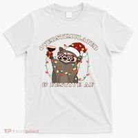 Overstimulated And Festive Af Raccoon Christmas Sweatshirt T-Shirt thumb 0