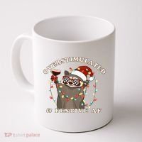 Overstimulated And Festive Af Raccoon Christmas Sweatshirt Coffee Mug thumb 0