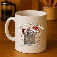 Overstimulated And Festive Af Raccoon Christmas Sweatshirt Coffee Mug thumb 4