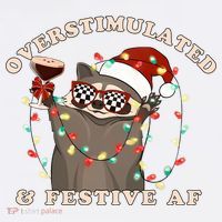Overstimulated And Festive Af Raccoon Christmas Sweatshirt Women's Hoodie thumb 2