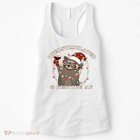 Overstimulated And Festive Af Raccoon Christmas Sweatshirt Women's Tank Top thumb 0
