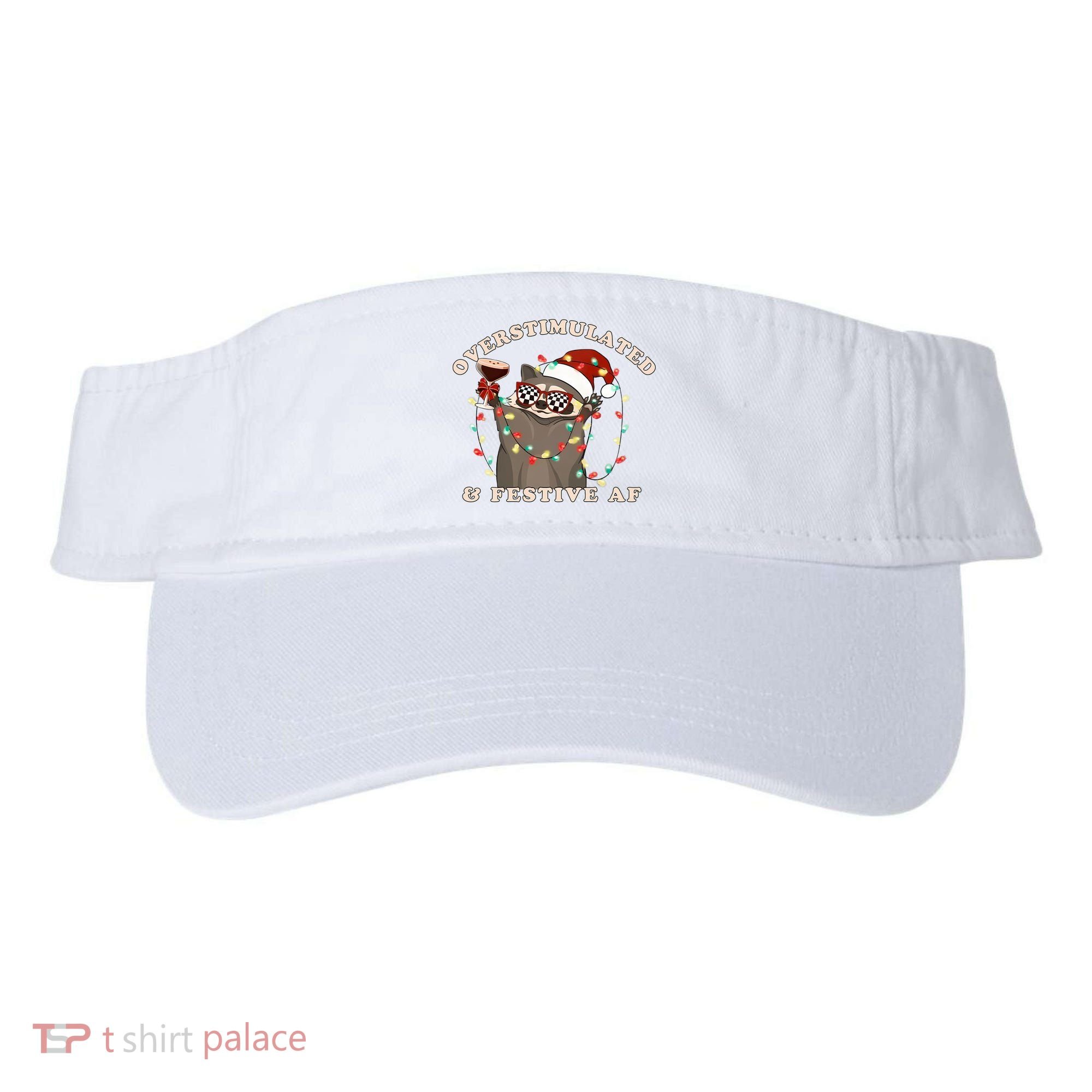 Overstimulated And Festive Af Raccoon Christmas Sweatshirt Visor