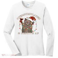 Overstimulated And Festive Af Raccoon Christmas Sweatshirt Women's Long Sleeve Shirt thumb 0