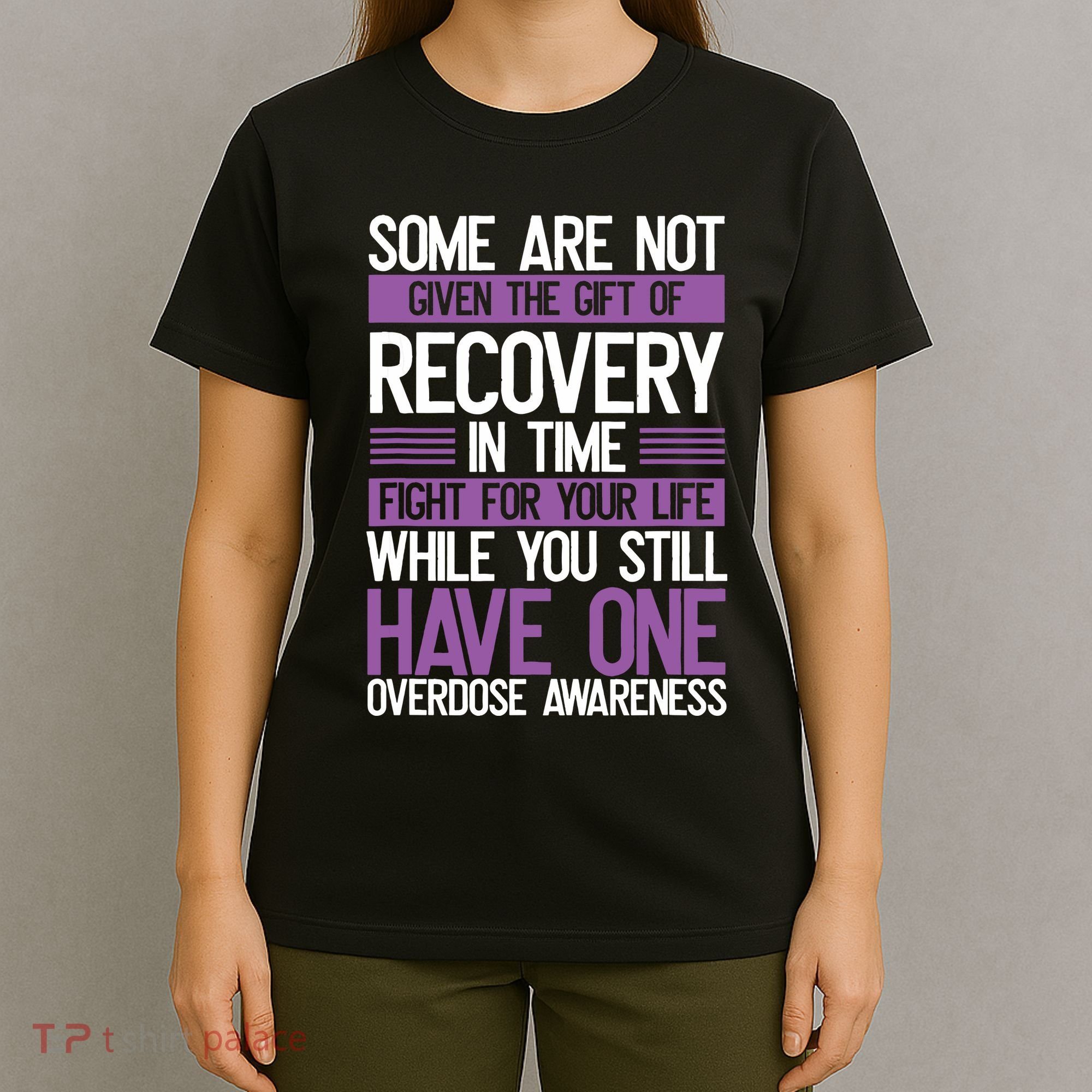 Overdose Awareness Fighter Purple Ribbon Drug Abuse T-Shirt