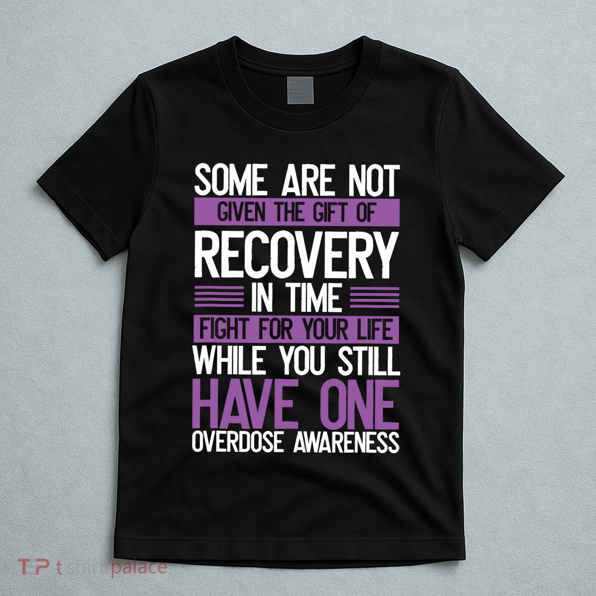 Overdose Awareness Fighter Purple Ribbon Drug Abuse T-Shirt