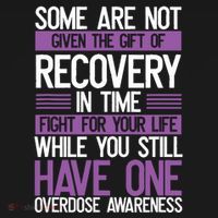 Overdose Awareness Fighter Purple Ribbon Drug Abuse T-Shirt thumb 7