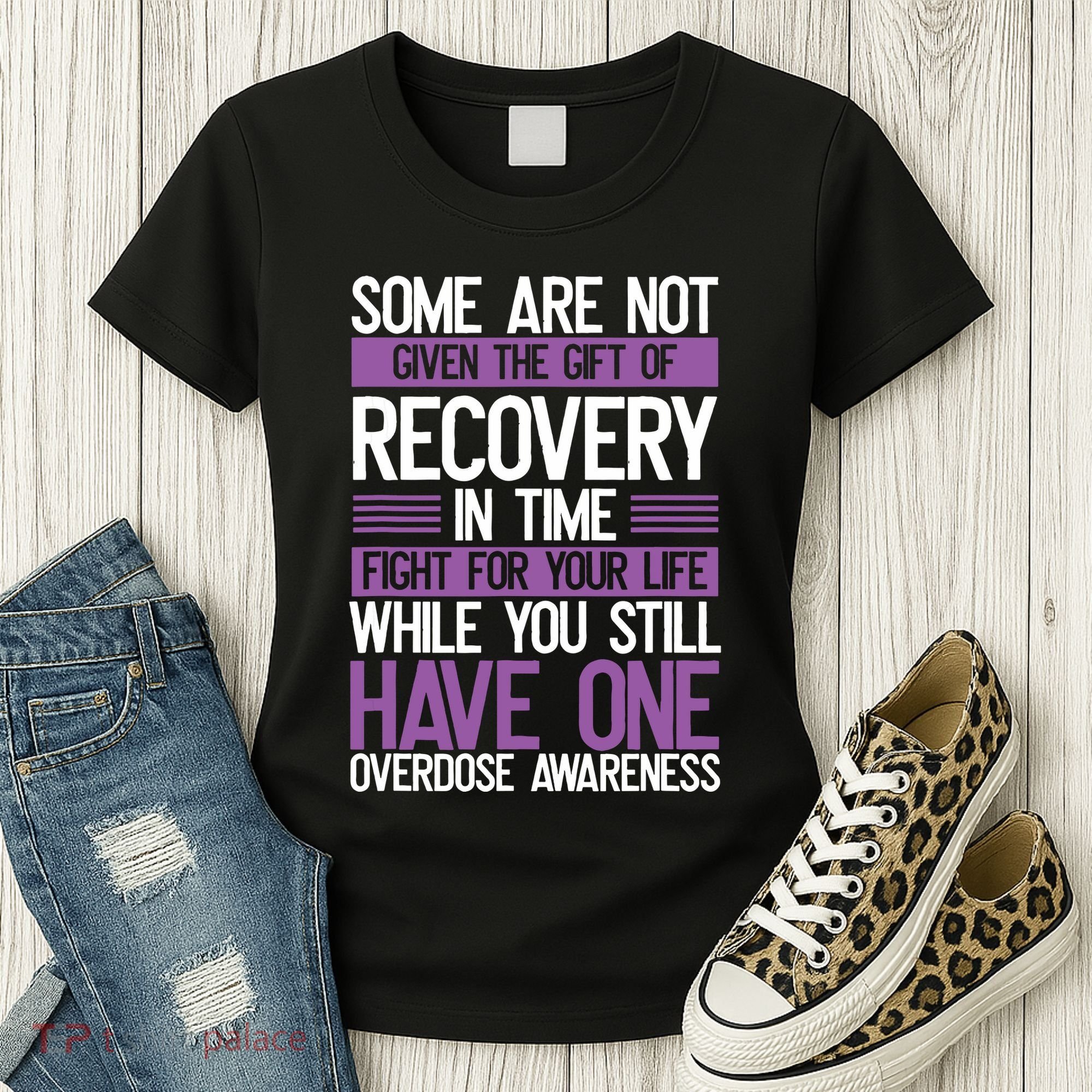 Overdose Awareness Fighter Purple Ribbon Drug Abuse Women's T-Shirt