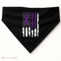 Overdose Awareness Flag Purple Ribbon Addiction Recovery USA-Made Doggie Bandana thumb 0