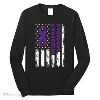 Overdose Awareness Flag Purple Ribbon Addiction Recovery Long Sleeve Shirt thumb 0