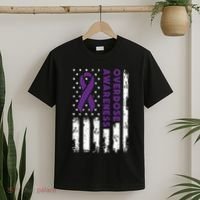 Overdose Awareness Flag Purple Ribbon Addiction Recovery T-Shirt thumb 2