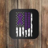Overdose Awareness Flag Purple Ribbon Addiction Recovery Coaster thumb 0