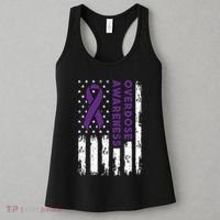 Overdose Awareness Flag Purple Ribbon Addiction Recovery Women's Tank Top thumb 3