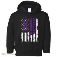 Overdose Awareness Flag Purple Ribbon Addiction Recovery Toddler Hoodie thumb 0