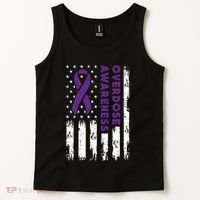 Overdose Awareness Flag Purple Ribbon Addiction Recovery Tank Top thumb 2