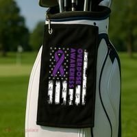 Overdose Awareness Flag Purple Ribbon Addiction Recovery Golf Towel thumb 2