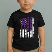 Overdose Awareness Flag Purple Ribbon Addiction Recovery Toddler T-Shirt thumb 2
