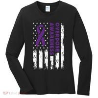 Overdose Awareness Flag Purple Ribbon Addiction Recovery Women's Long Sleeve Shirt thumb 0