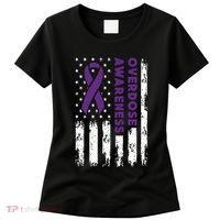 Overdose Awareness Flag Purple Ribbon Addiction Recovery Women's T-Shirt thumb 0
