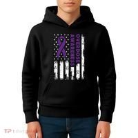 Overdose Awareness Flag Purple Ribbon Addiction Recovery Kids Hoodie thumb 4